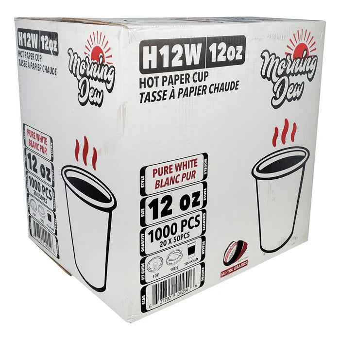 Morning Dew - 12 oz Hot Paper Cup - White - H12W