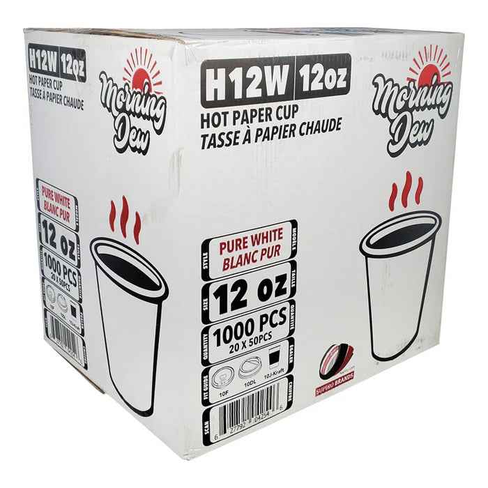 Morning Dew - 12 oz Hot Paper Cup - White - H12W