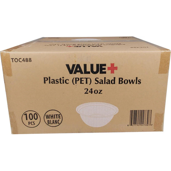 Value+ - 24oz Salad Bowl - PET - White - Eagle Global Solution
