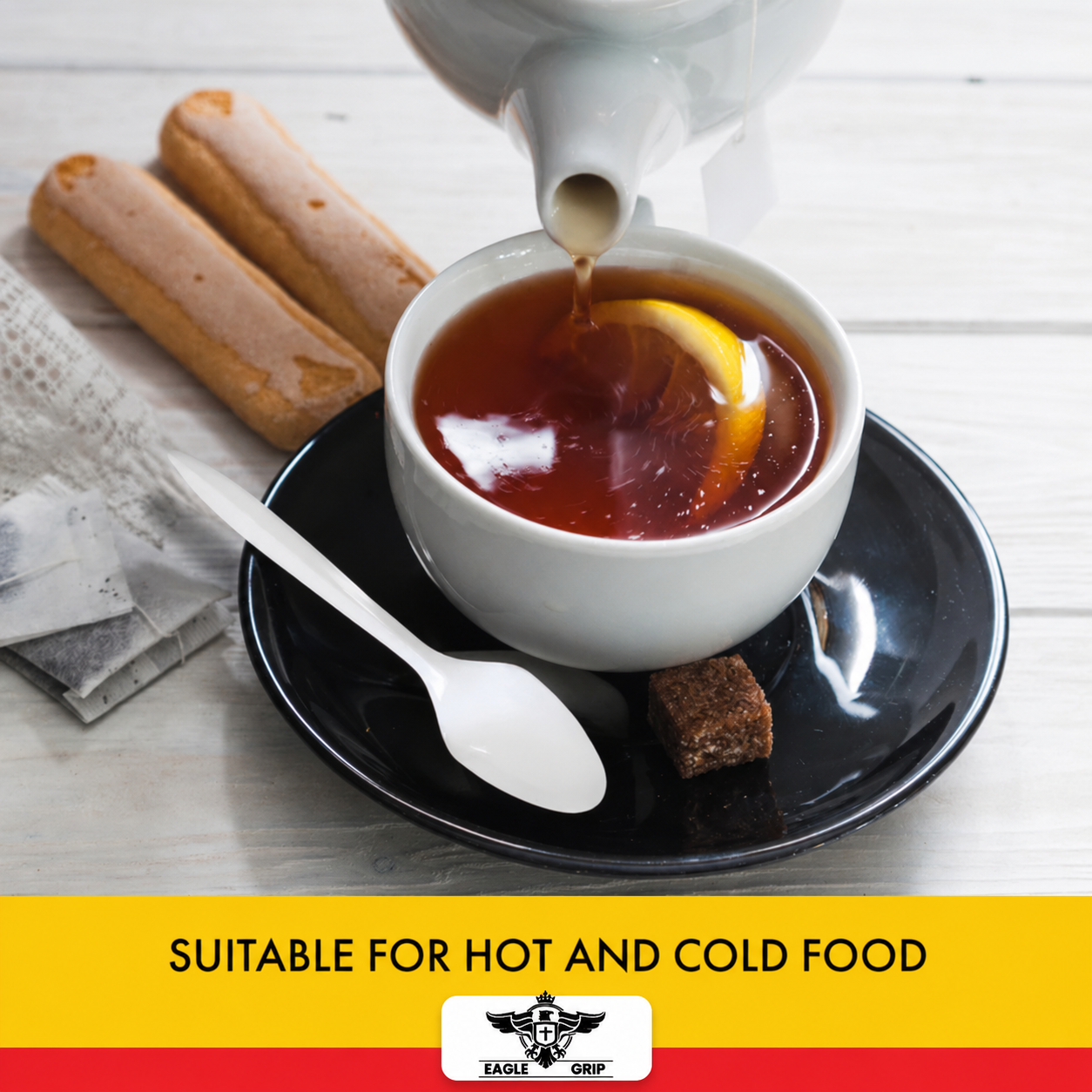 Eagle Grip - Tea Spoon - White - Bulk - B1003