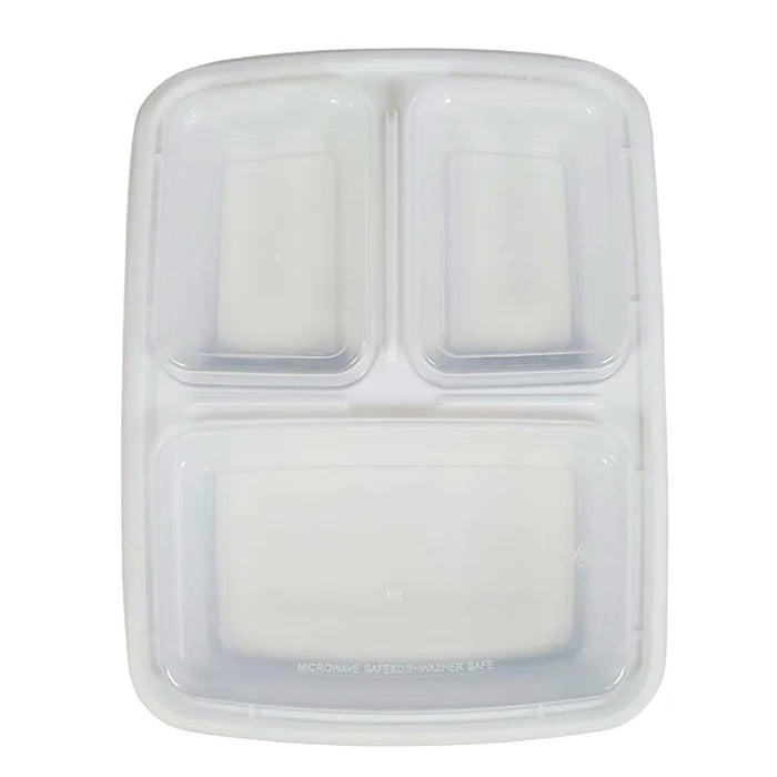 Value+ - 33oz 3 Compartment Rectangle Container - White - Eagle Global Solution