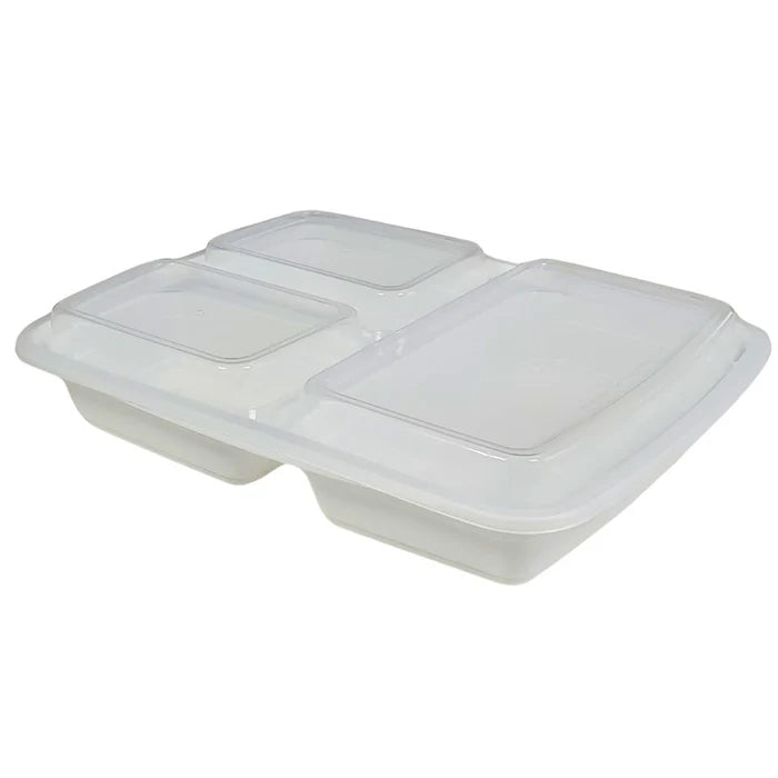 Value+ - 33oz 3 Compartment Rectangle Container - White - Eagle Global Solution