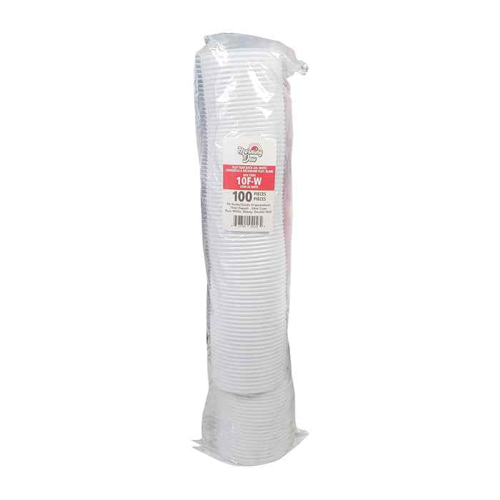 Morning Dew - Tear Back Flat Lid for 10-24 oz Hot Paper Cups - White - 10F-W