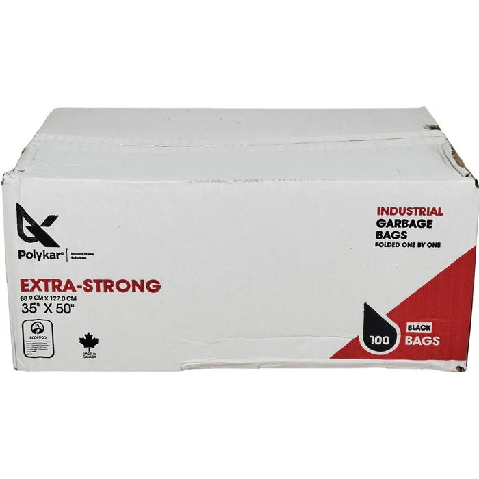 PolyKar - Garbage Bags - Ex-Strong - 1.4 ml - Black - 35"x50" - Eagle Global Solution