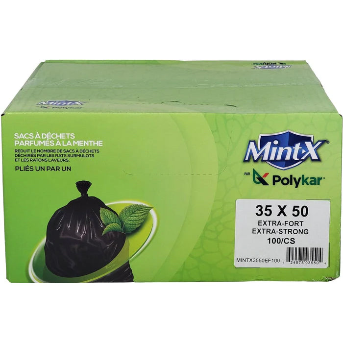 PolyKar - Garbage Bags - Ex-Strong - Mint - 35"x50" - Eagle Global Solution
