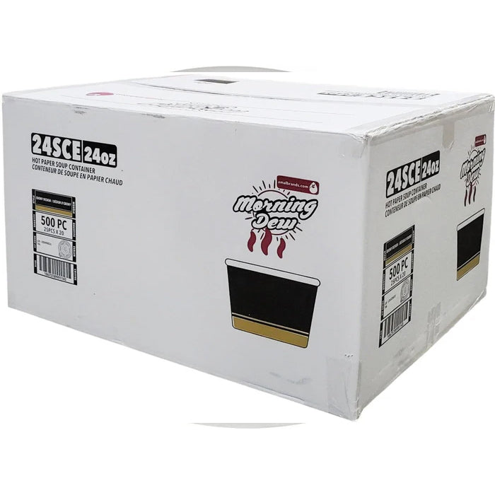 Morning Dew - 24 oz Paper Soup Container - Ebony Print - 24SCE - Eagle Global Solution