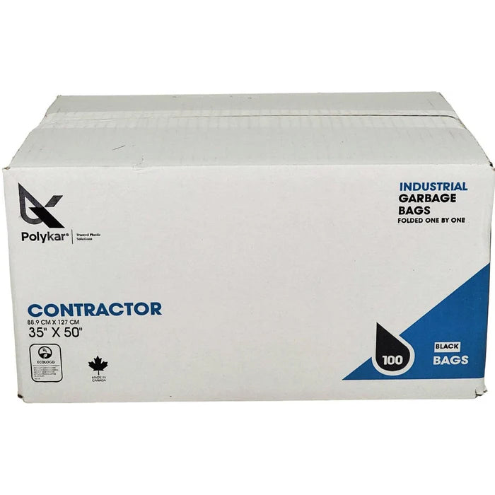 PolyKar Contractor - Garbage Bags - 2 ml - Black - 35"x50" - Eagle Global Solution