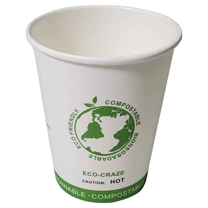 Eco-Craze - 8oz PLA Single Wall Hot Paper Cup - Printed