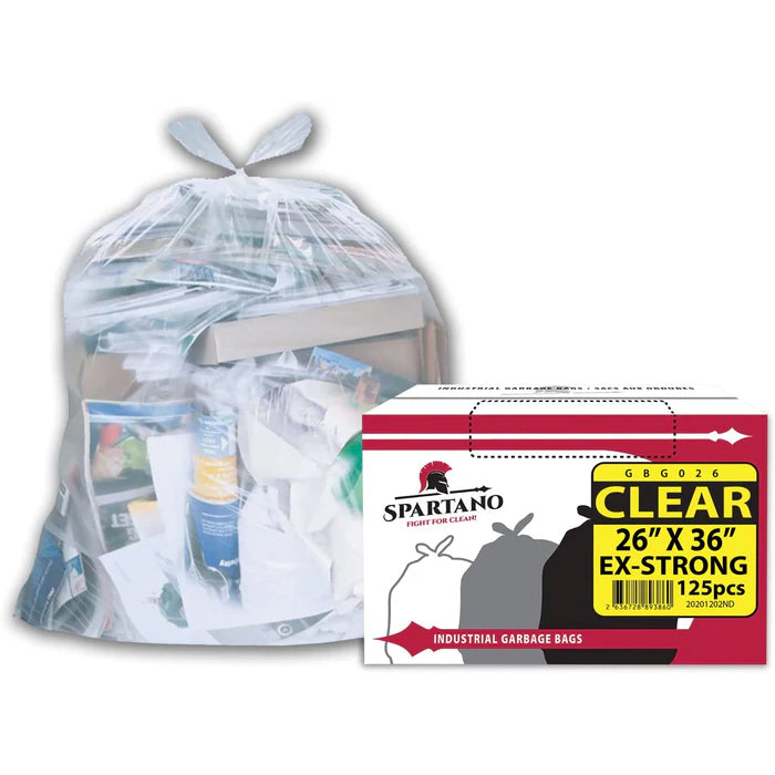 Spartano - Garbage Bags - Ex-Strong - Clear - 26"x36" - Eagle Global Solution