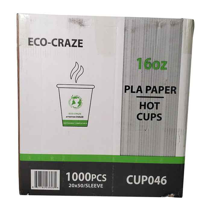 Eco-Craze - 16oz PLA Single Wall Hot Paper Cup - Printed