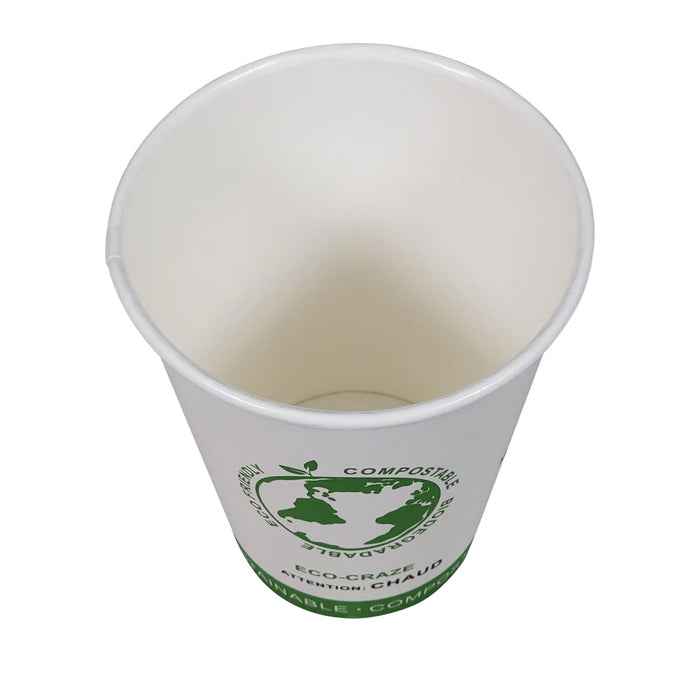 Eco-Craze - 12oz PLA Single Wall Hot Paper Cup - Printed