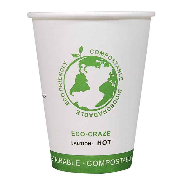 Eco-Craze - 12oz PLA Single Wall Hot Paper Cup - Printed