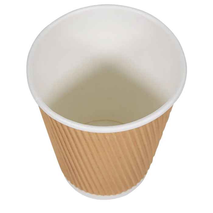 Morning Dew - 12 oz Tall Hot Paper Cup - Ripple - Kraft - RC-H12TK