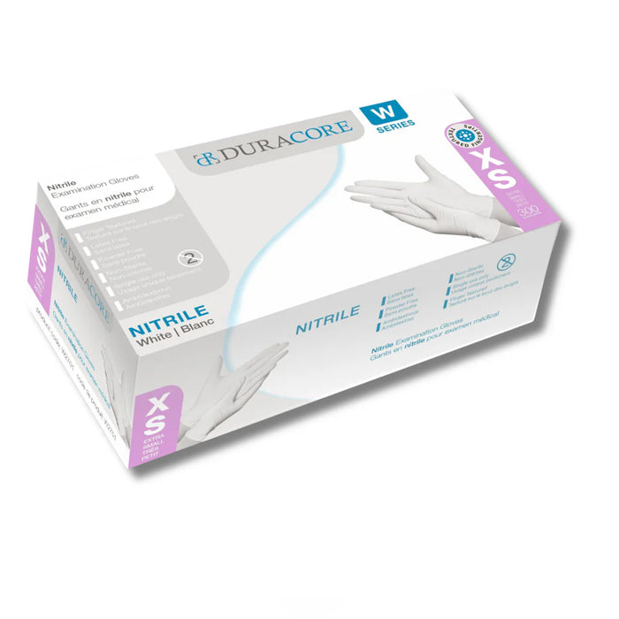 Duracore White Nitrile Examination Gloves – 3 Mil, Powder-Free, Latex-Free - Box of 300 - Eagle Global Solution
