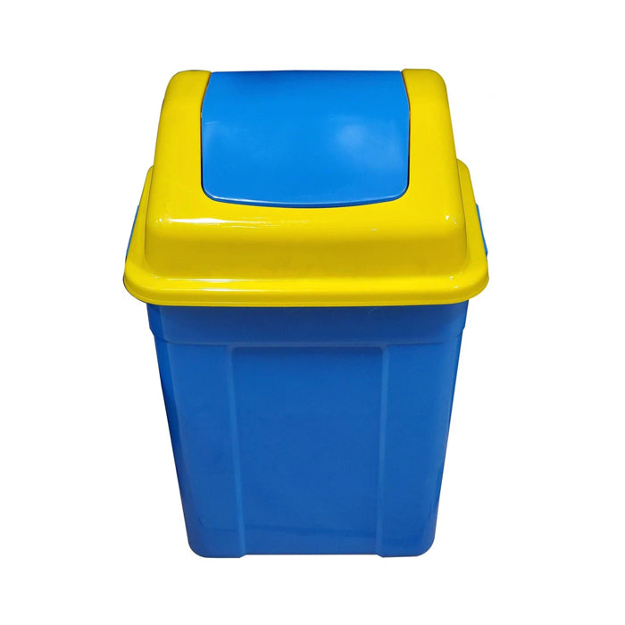 30L Square Waste Bin w/Push Lid - Blue