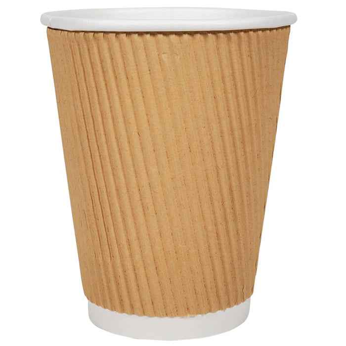 Morning Dew - 12 oz Tall Hot Paper Cup - Ripple - Kraft - RC-H12TK