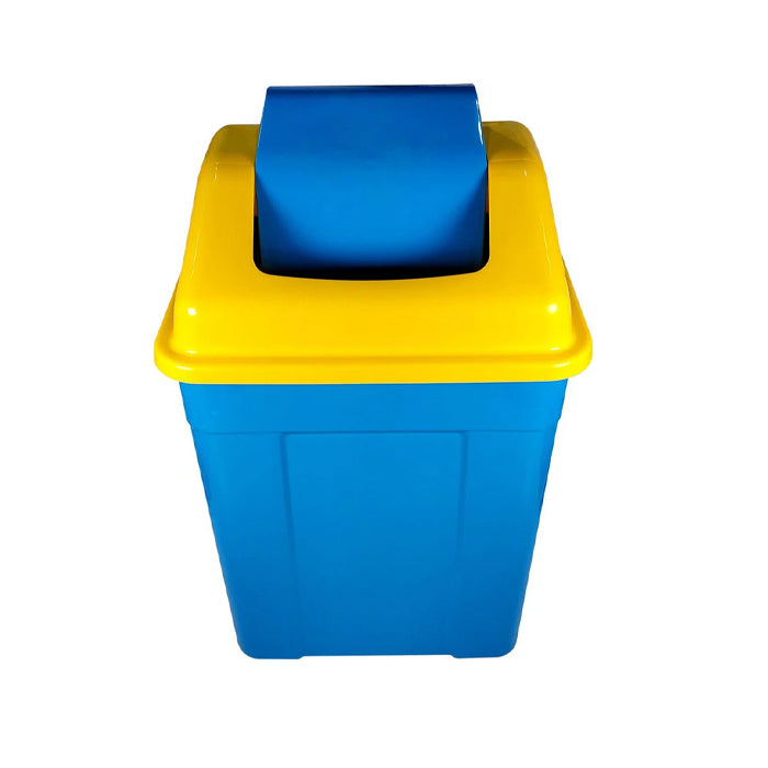 50L Square Waste Bin w/Push Lid - Blue