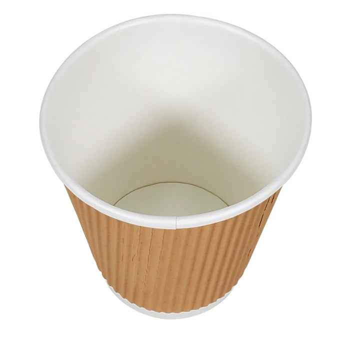 Morning Dew - 10 oz Squat Hot Paper Cup - Ripple - Kraft - RC-H10SK