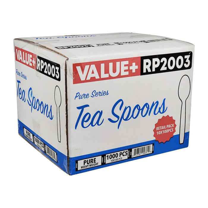 Value+ - Heavy - Plastic Tea Spoons - White - Retail Pack - RP2003