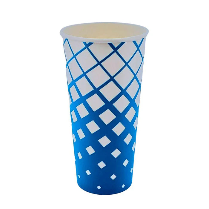 Morning Dew - 22oz Cold Paper Cups - Ice Blue Print - CPC22R