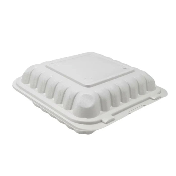 Eco-Craze MFPP Clamshell Container 8x8x2.6"- 1 Compt White - Eagle Global Solution