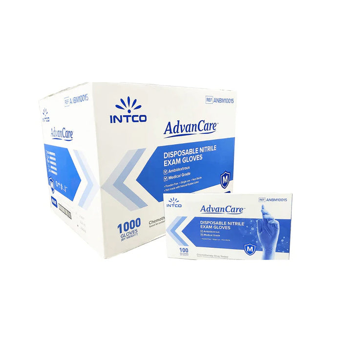 Intco Blue Nitrile Examination Gloves - 3.5 Mil, Premium Quality, Durable, Powder-Free, and Latex-Free - Eagle Global Solution