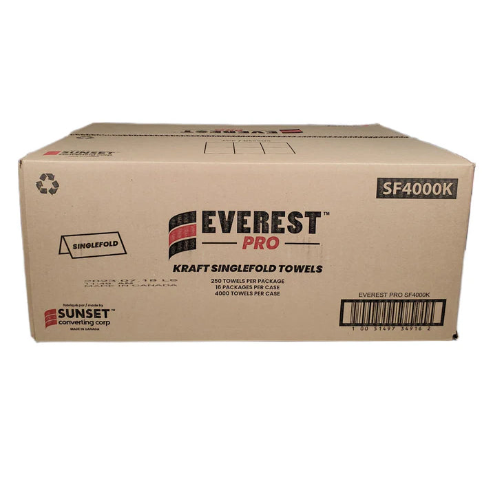 Everest Pro - Paper Hand Towel - Single Fold - Kraft - SF4000K - Eagle Global Solution