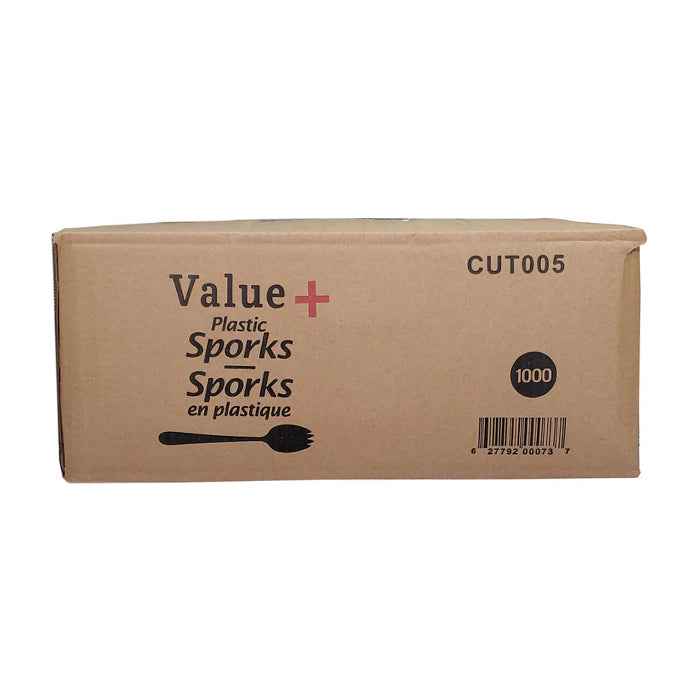Value+ - Plastic Sporks - White - Bulk - B1005
