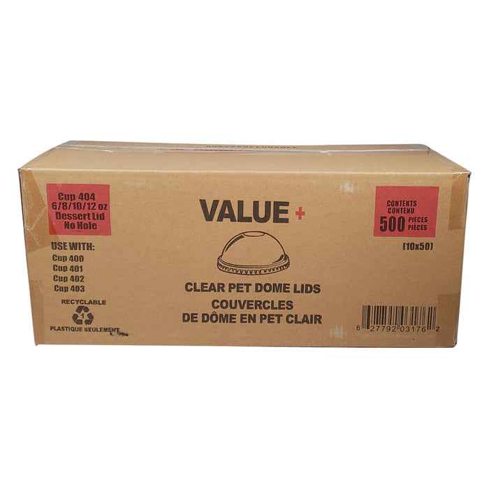 Value+ - Dome Lid No Hole For 6/8/10/12oz Dessert Cup (PET)