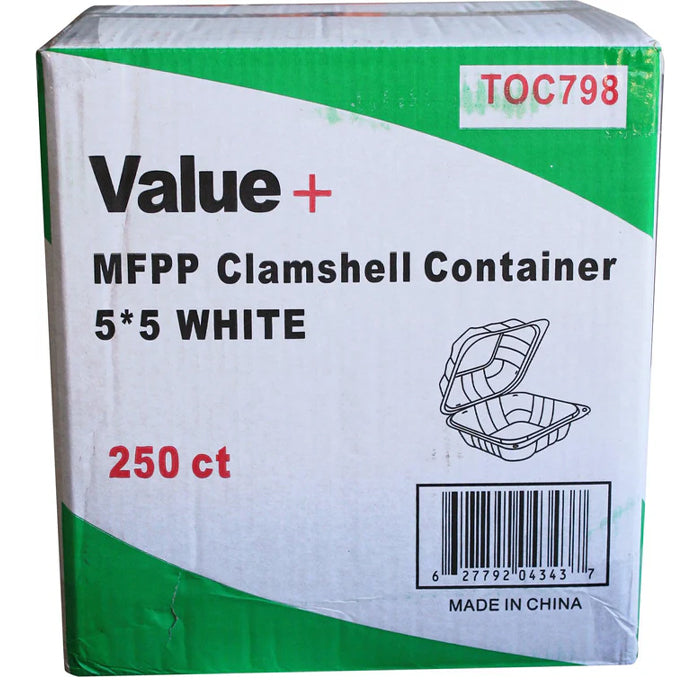 Eco-Craze - MFPP Clamshell Container - 5x5 - 1 Comp. - White - Eagle Global Solution