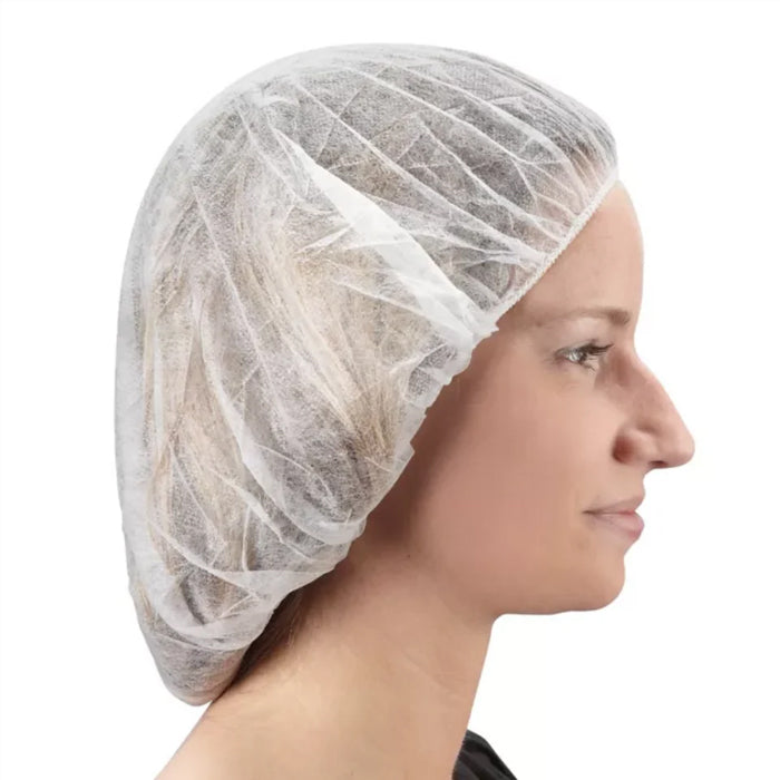 White Bouffant Caps - Flat, Breathable Non-Woven Polypropylene, Latex-Free (21"/24"/28") - Eagle Global Solution
