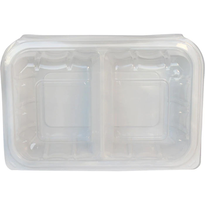 Value+ - YR962W-V - PP Hinged Cont. - 8.9x6.3x2.6"-2Compt. - White w/Clear Lid - Eagle Global Solution