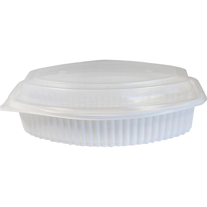 CLR - Value+ - 28WC - Oval Container - 28oz - White w/Clear Lid