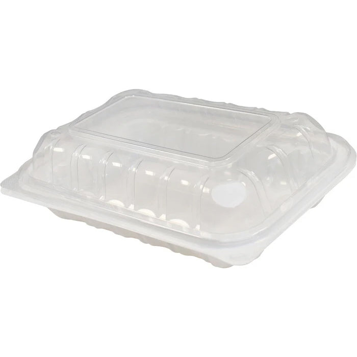 Value+ - YR961W-V - PP Hinged Cont. - 8.9x6.3x2.6" - White w/Clear Lid - Eagle Global Solution