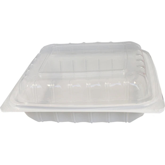 Value+ - YR991W-V - PP Hinged Cont. - 9.3x9x3" - White w/Clear Lid - Eagle Global Solution