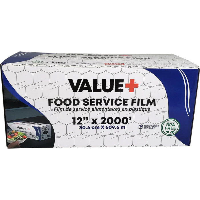 Value+ - 12" x 2000' Food Service Film Wrap in Cutter Box - Eagle Global Solution
