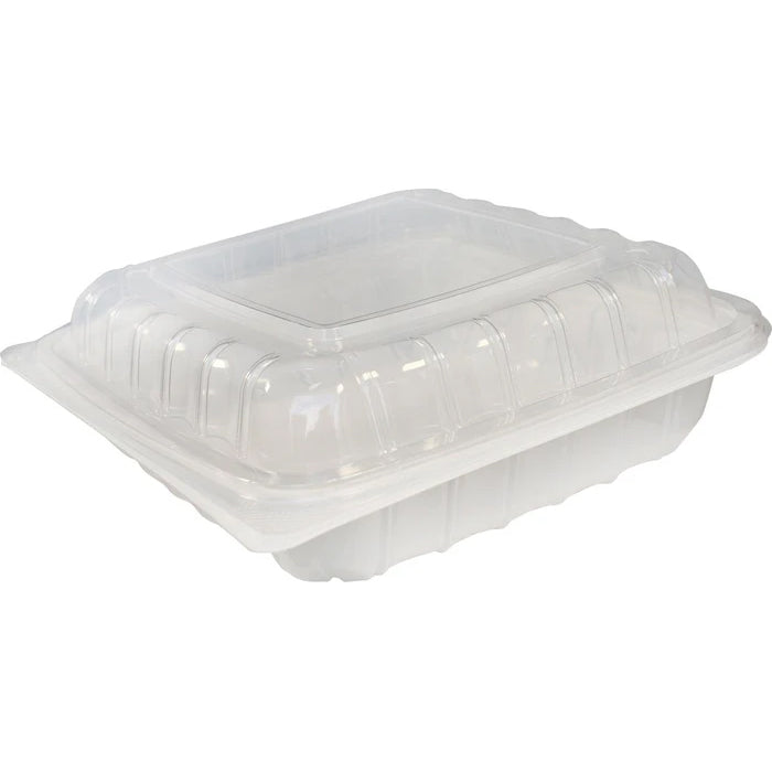 Value+ - YR991W-V - PP Hinged Cont. - 9.3x9x3" - White w/Clear Lid - Eagle Global Solution