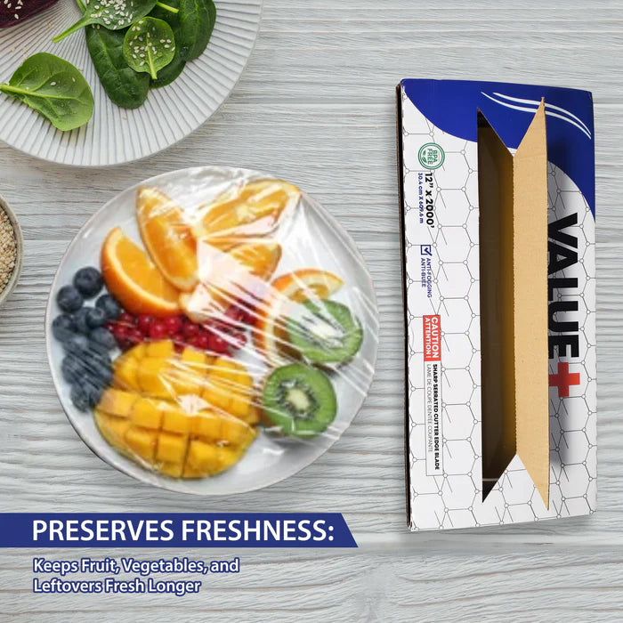 Value+ - 12" x 2000' Food Service Film Wrap in Cutter Box - Eagle Global Solution