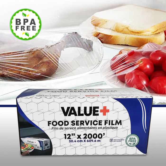 Value+ - 12" x 2000' Food Service Film Wrap in Cutter Box - Eagle Global Solution