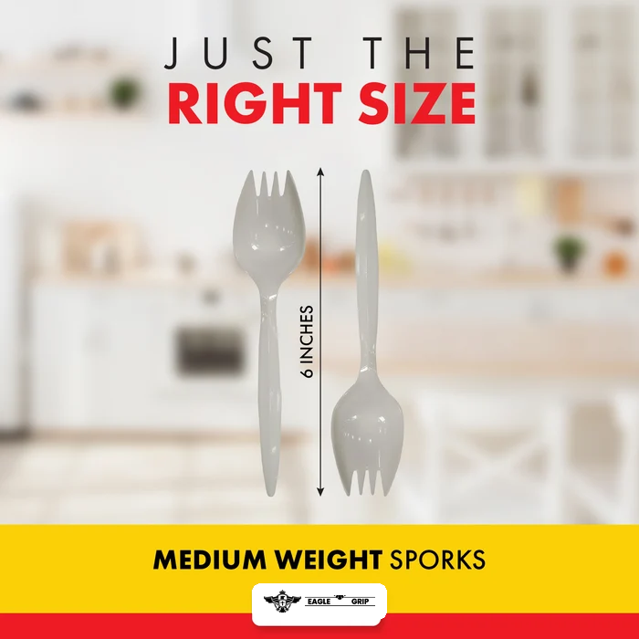 Eagle Grip - Plastic Sporks - White - Bulk - B1005