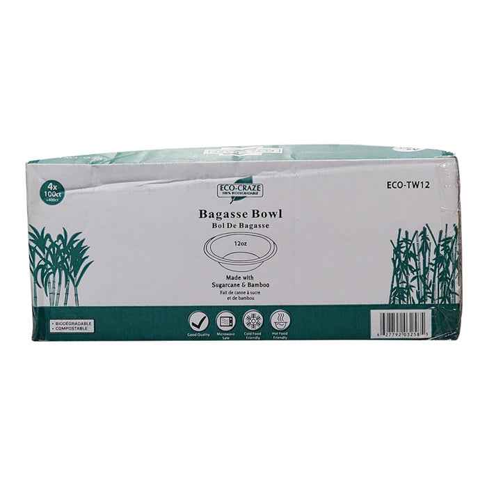 Eco-Craze - 12oz Round Bowl - Bagasse