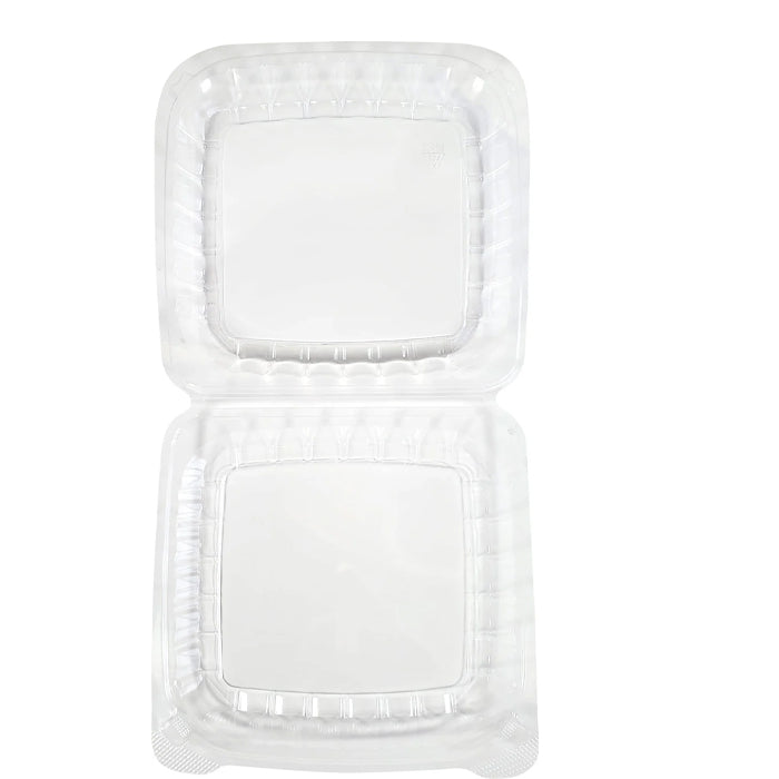 Value+ - Dual Lock - 8in Shallow Medium Clear Hinged Containers - CV881S - Eagle Global Solution