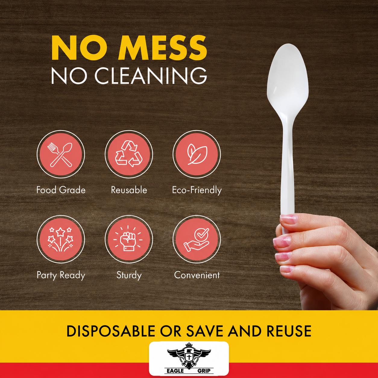 Eagle Grip - Tea Spoon - White - Bulk - B1003