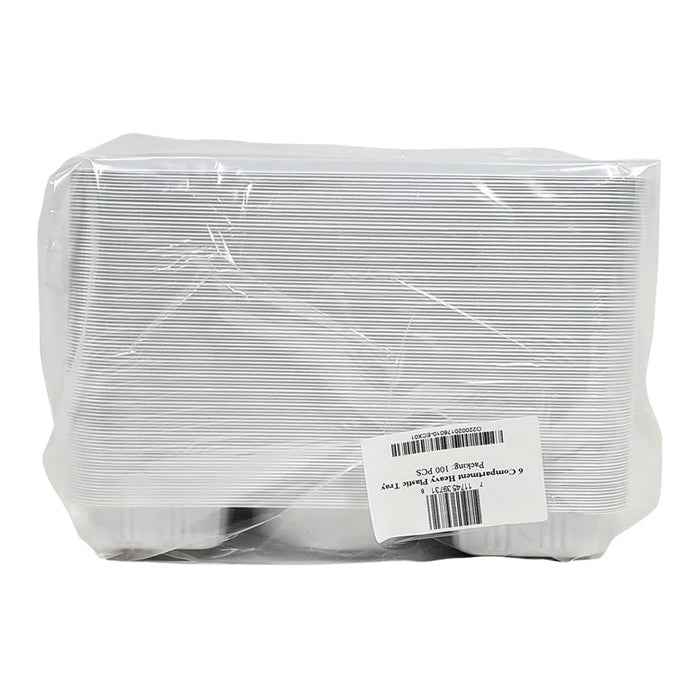 Plastic Tray (Thali) - 6 Compartment - White