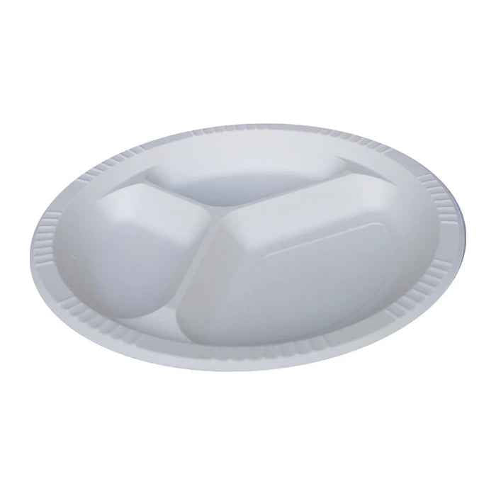 Eco-Craze - Corn Starch 10 Inch Round Plate - 3 Compartment