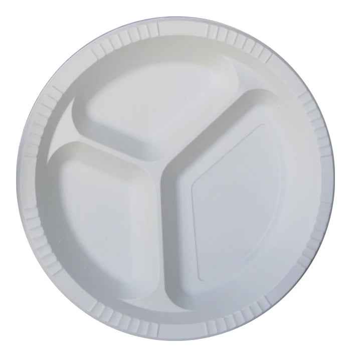 Eco-Craze - Corn Starch 10 Inch Round Plate - 3 Compartment