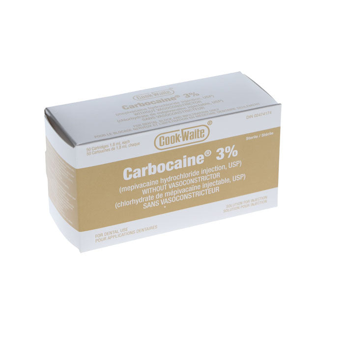 Cook-Waite, Carbocaine Plain 3% Mepivacaine, 1.7 ml, 50/Pk, 99172 - Eagle Global Solution