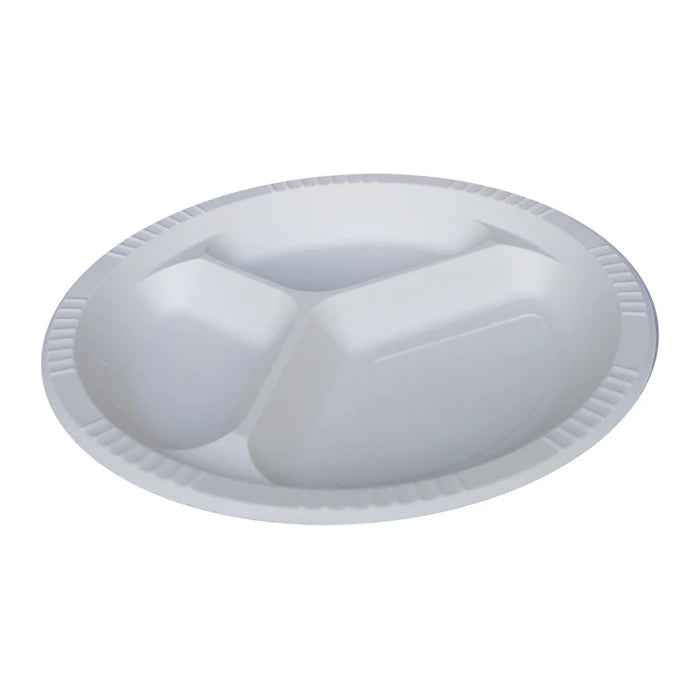 Eco-Craze - Corn Starch 10 Inch Round Plate - 3 Compartment