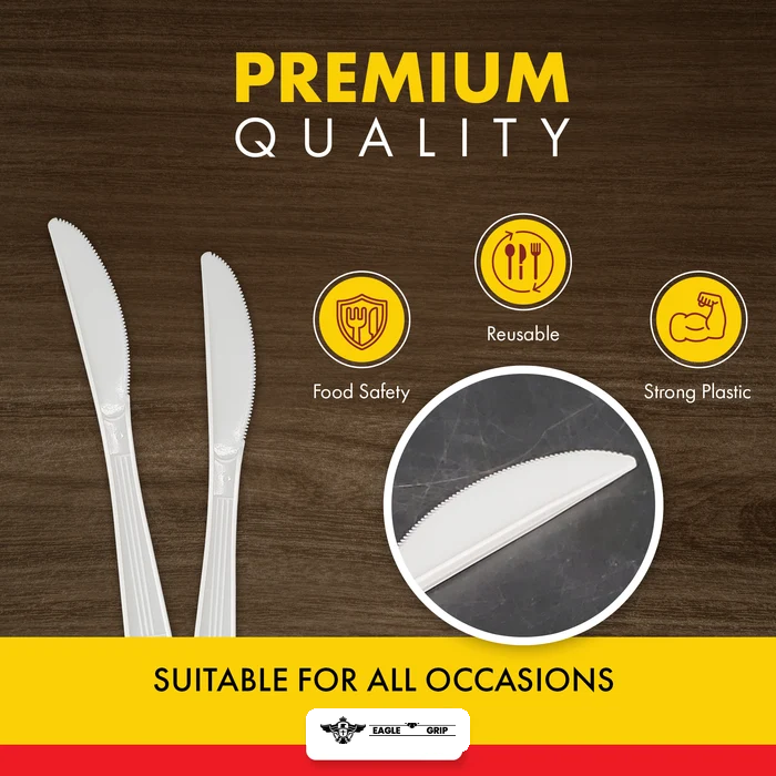 Eagle Grip - Plastic Knives - White - Ind. Wrapped - WP2002