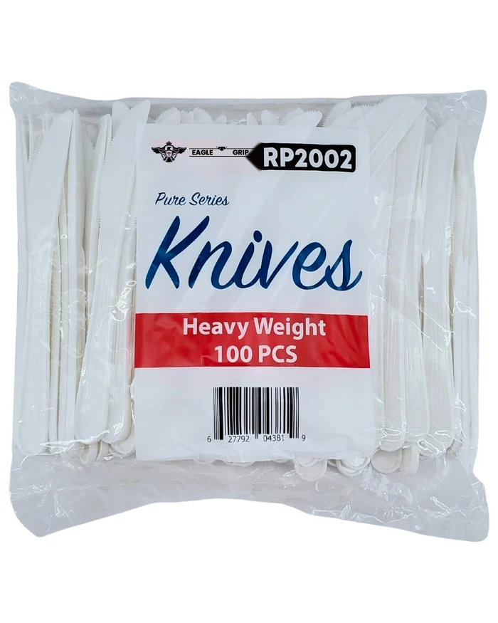 Eagle Grip - Heavy - Plastic Knives - White - Retail Pack - RP2002